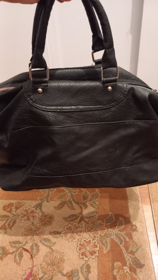 Siyah Deri Tokalı Kadın Çanta - Görsel 4