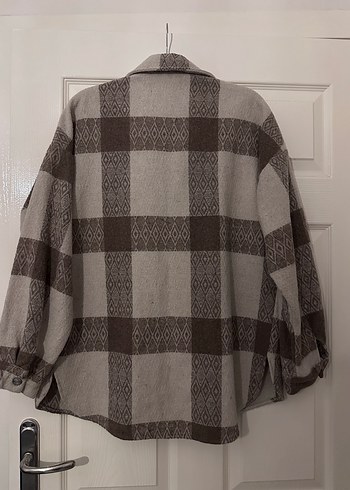 Düğmeli Bej/Kahverengi Ekose Kadın Ceket - Görsel 5