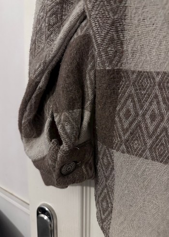 Düğmeli Bej/Kahverengi Ekose Kadın Ceket - Görsel 4