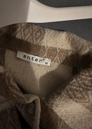 Düğmeli Bej/Kahverengi Ekose Kadın Ceket - Görsel 6