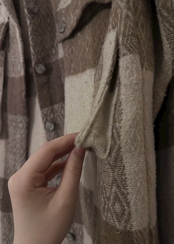 Düğmeli Bej/Kahverengi Ekose Kadın Ceket - Görsel 2