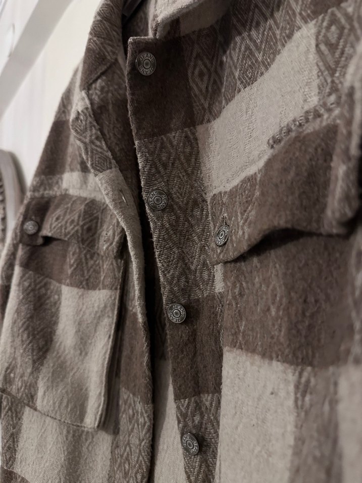 Düğmeli Bej/Kahverengi Ekose Kadın Ceket - Görsel 3