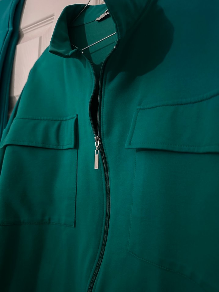 Kadın Yeşil Midi Takım Fermuarlı Ceket - Görsel 2