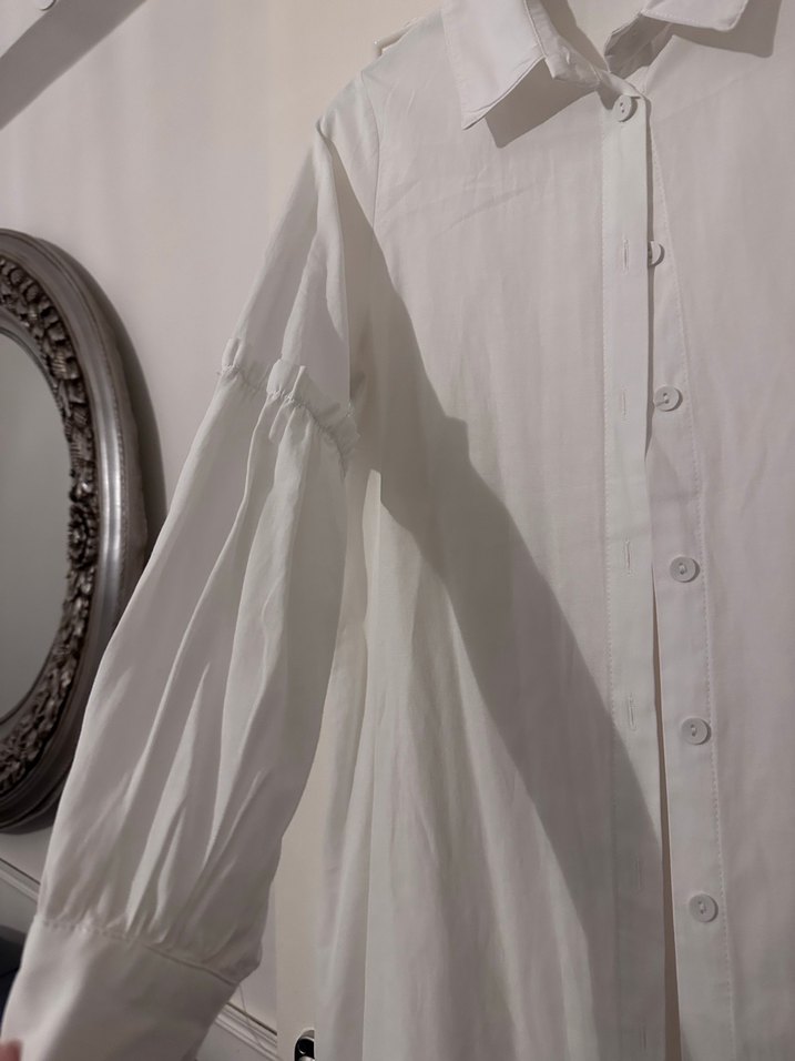 Beyaz Midi Gömlek - Görsel 2