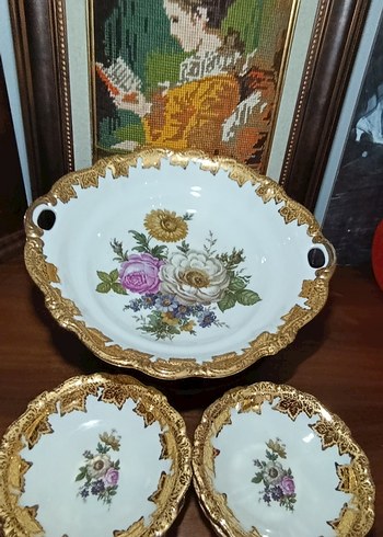 Diğer Rosenthal pompadour Altın sıvama Vintage Çiçek Desenli TabakSeti