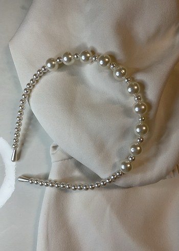 Boncuklu Bej Bohem Saç Taç - Görsel 2