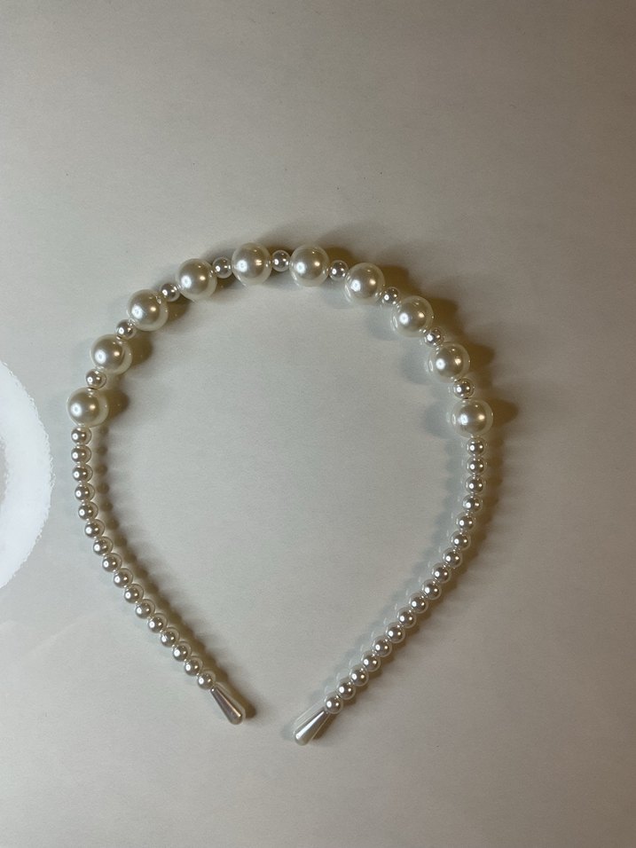 Boncuklu Bej Bohem Saç Taç - Görsel 3