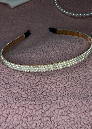 İnci Detaylı Bej Kadın Taç - Görsel 3