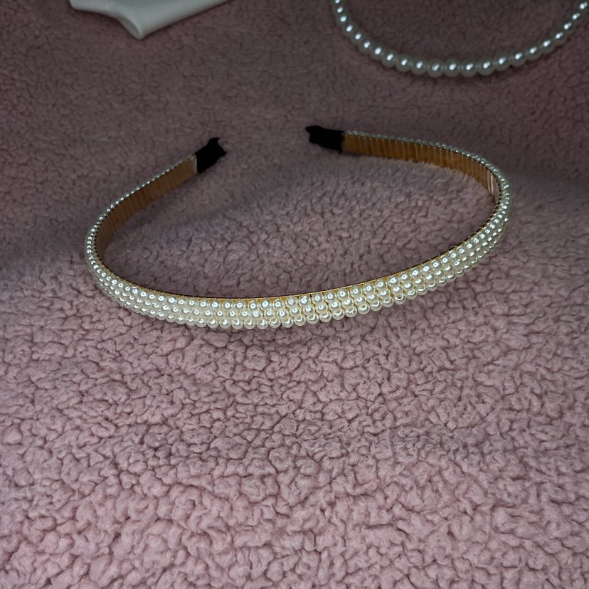 İnci Detaylı Bej Kadın Taç - Görsel 3