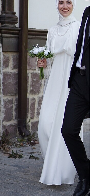 m Beden beyaz Renk Armine nikah elbisesi (beyaz Ekru abiye)