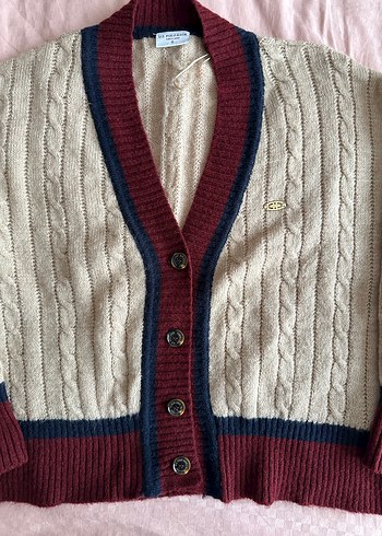 Us polo Bordo Detaylı Triko Kadın Hırka - Görsel 3