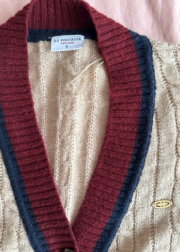 Us polo Bordo Detaylı Triko Kadın Hırka - Görsel 2