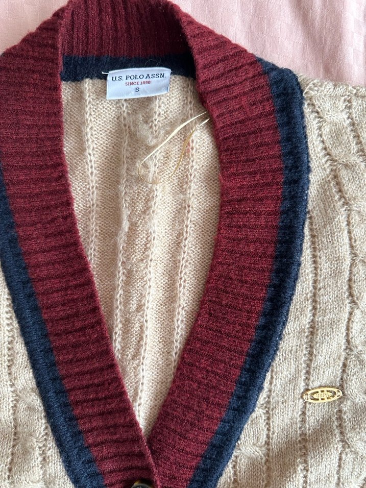 Us polo Bordo Detaylı Triko Kadın Hırka - Görsel 2