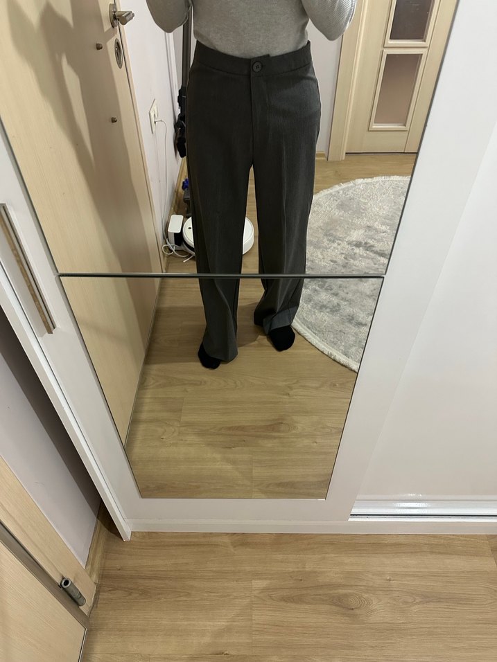 Gri palazzo pantolon - Görsel 5