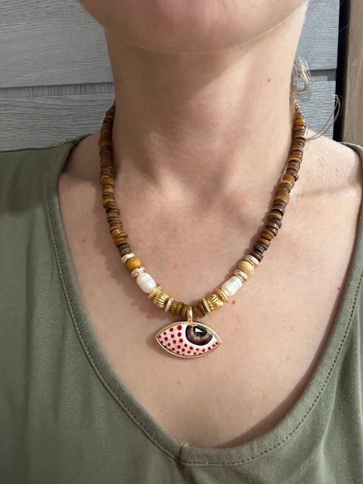 Bohem Tarz sedef taşlı Kolye - Görsel 2