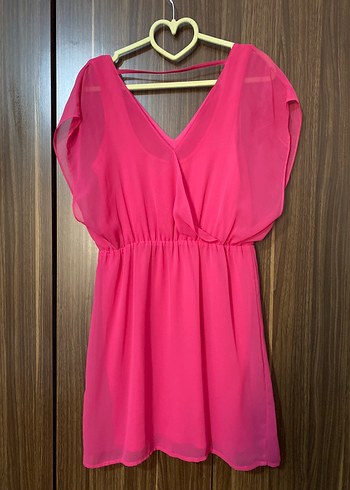 Pembe V Yakalı Abiye Elbise - Görsel 2