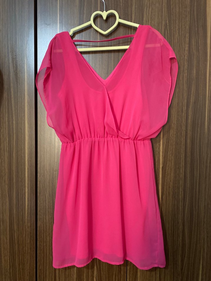 Pembe V Yakalı Abiye Elbise - Görsel 2