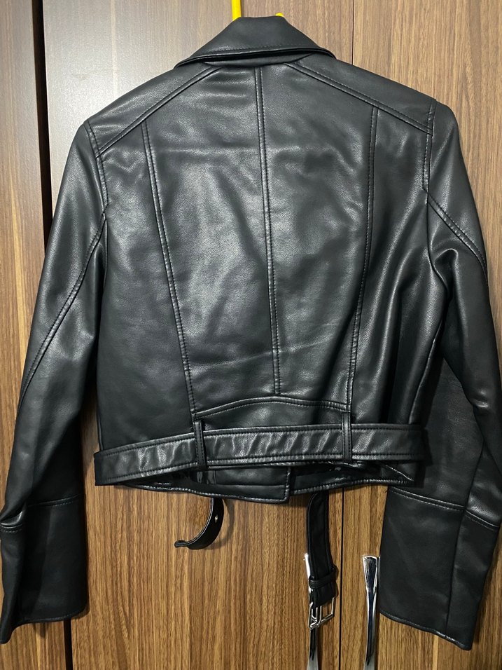 Pull&Bear Kadın Siyah Deri Ceket - Görsel 2