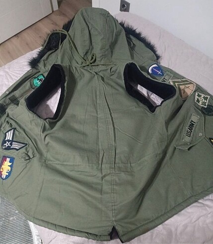 l Beden haki Renk Koton kapüşonlu yelek