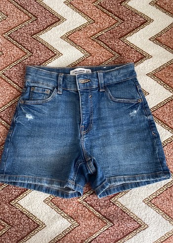 Kadın Mavi Bağcıklı Mini Denim Şort