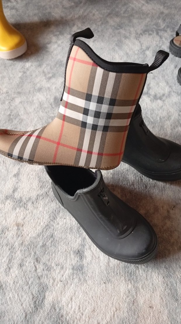 Kahverengi Ekose Desenli Kadın Yağmur Botu - Görsel 2