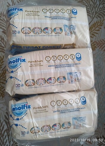 6 Beden: 16+ kg Beden Renk Molfix 6 numara BEBEK BEZİ (3X37) 111 ADET #MOLFİX #Pure&soft