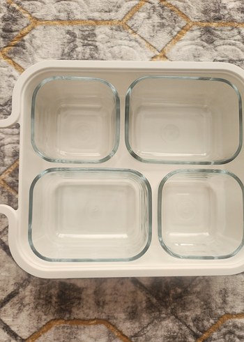 Beden Gri Kapaklı 4 Bölmeli Cam Saklama Kabı