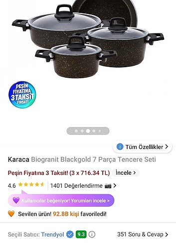 Karaca Karaca Granit tencere seti