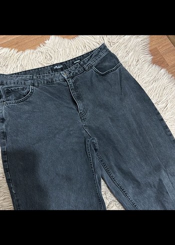 Gri Loose Fit Midi Kadın Jean Pantolon - Görsel 2