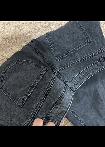 Gri Loose Fit Midi Kadın Jean Pantolon - Görsel 4