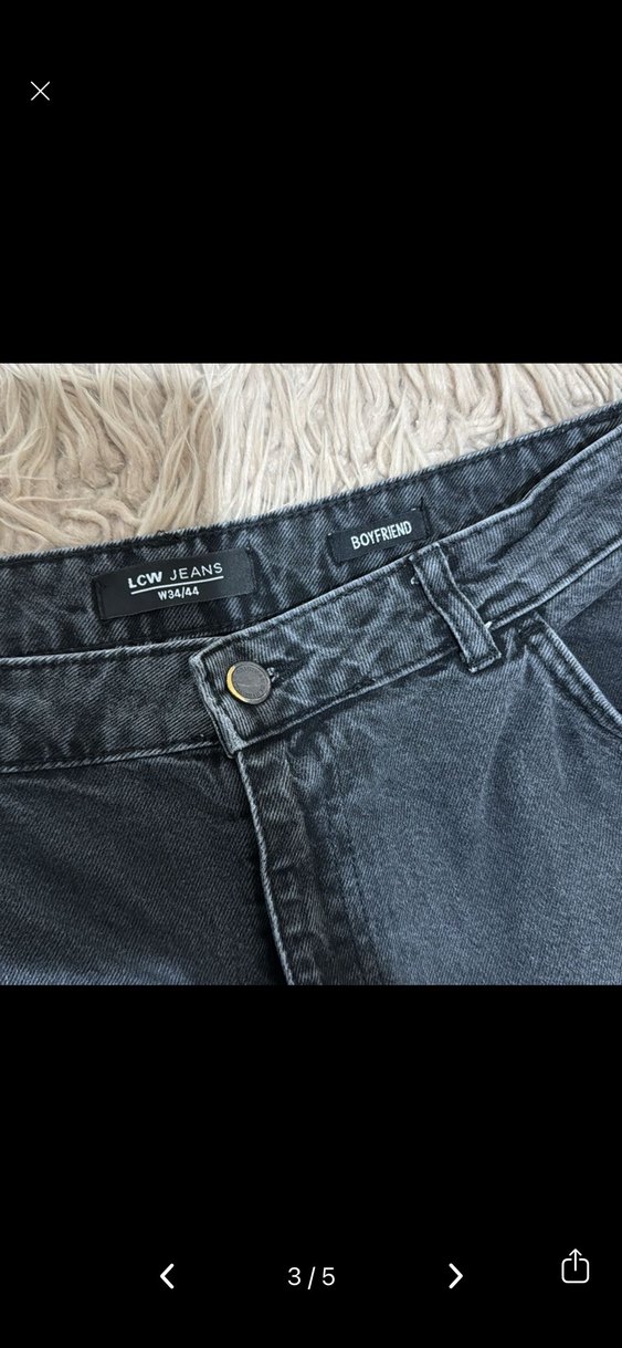 Gri Loose Fit Midi Kadın Jean Pantolon - Görsel 3