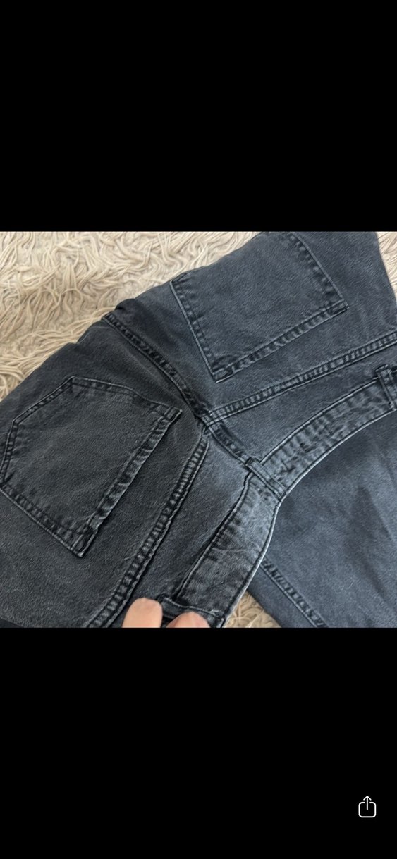 Gri Loose Fit Midi Kadın Jean Pantolon - Görsel 4