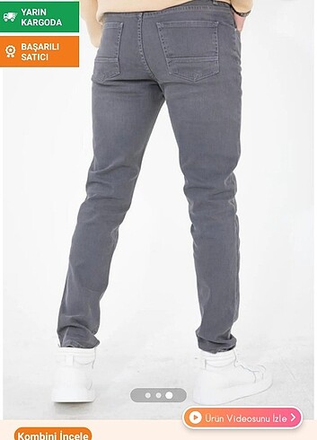 34 Beden gri Renk erkek jeans pantolon 
