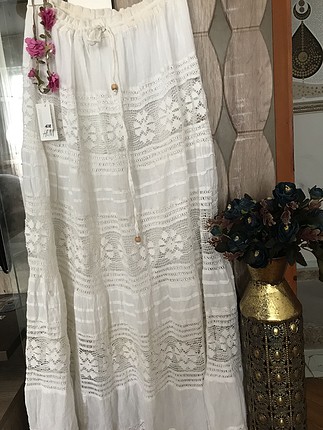 Diğer İp ayarlı 100%pamuk cotton iç astarlı uzun etek