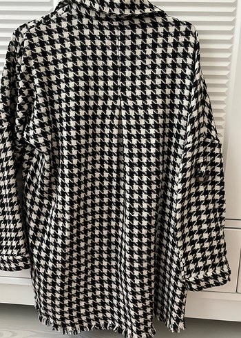 Gri Ekose Desenli Rahat Kesim Kadın Gömlek - Görsel 3