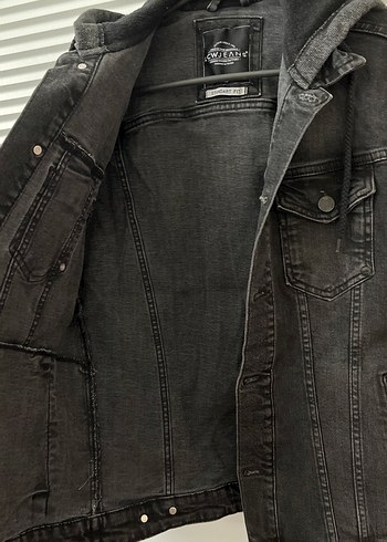 Gri Denim Ceket Kapüşonlu - Görsel 3