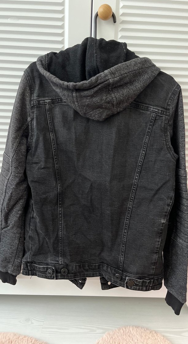 Gri Denim Ceket Kapüşonlu - Görsel 2