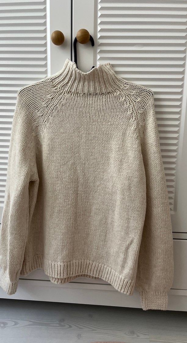 Bohem Tarzı Bej Boğazlı Örgü Kadın Kazak - Görsel 2