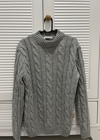 Gri Örgü Yarım Balıkçı Yaka Kazak - Görsel 2