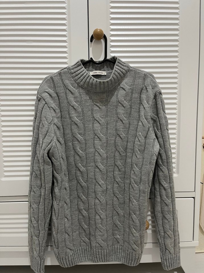 Gri Örgü Yarım Balıkçı Yaka Kazak - Görsel 2