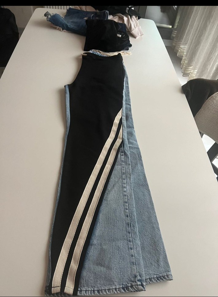 Kadın Siyah Gri Bel Bantlı Boyfriend Pantolon - Görsel 5