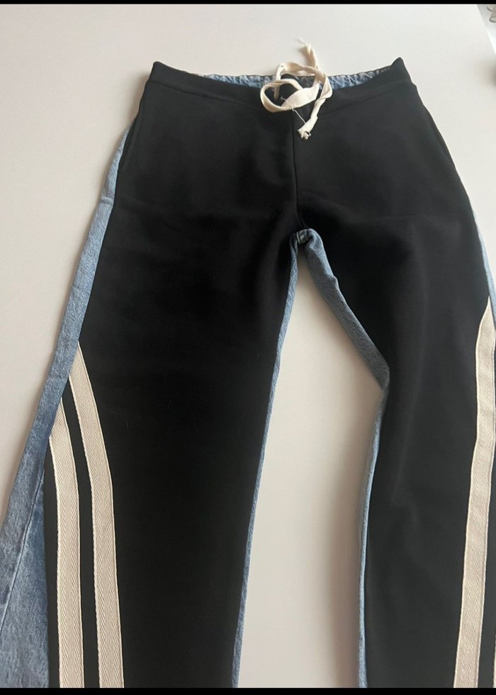 Kadın Siyah Gri Bel Bantlı Boyfriend Pantolon - Görsel 2