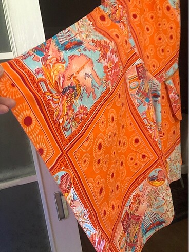 42 Beden turuncu Renk Kipteks etnik elbise
