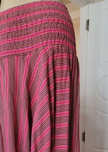 American Retro Pembe Çizgili Bohem Kadın şalvar