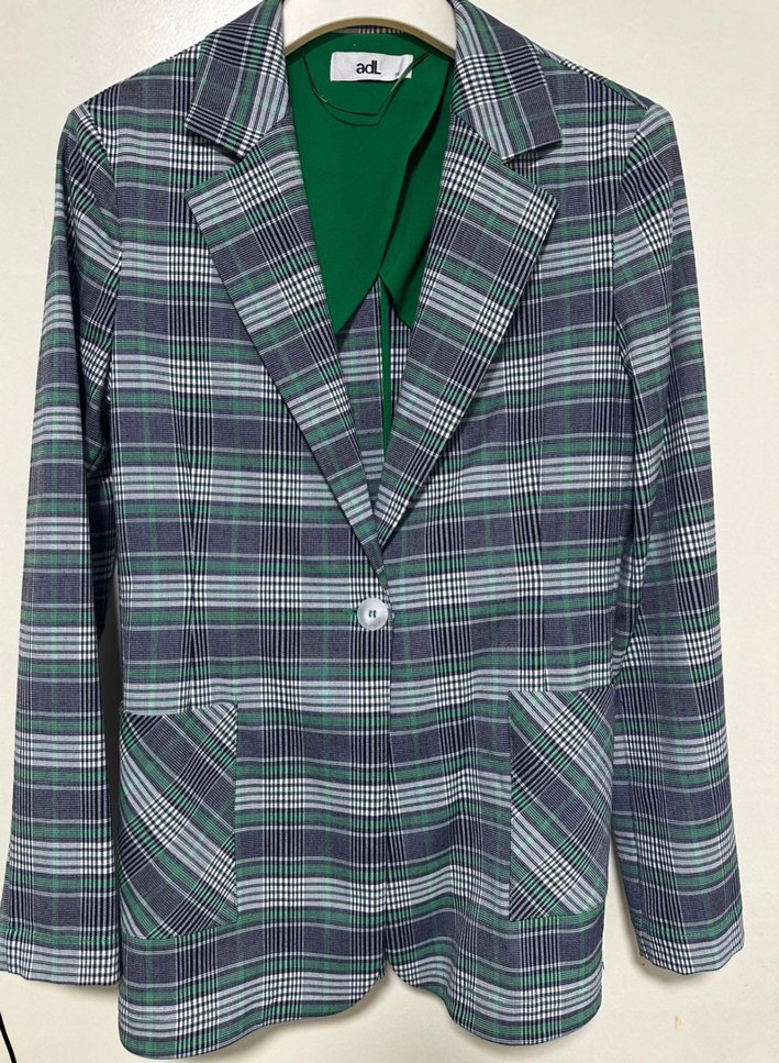 Adl Ekose Desenli Yeşil Kadın Ceket - Görsel 3