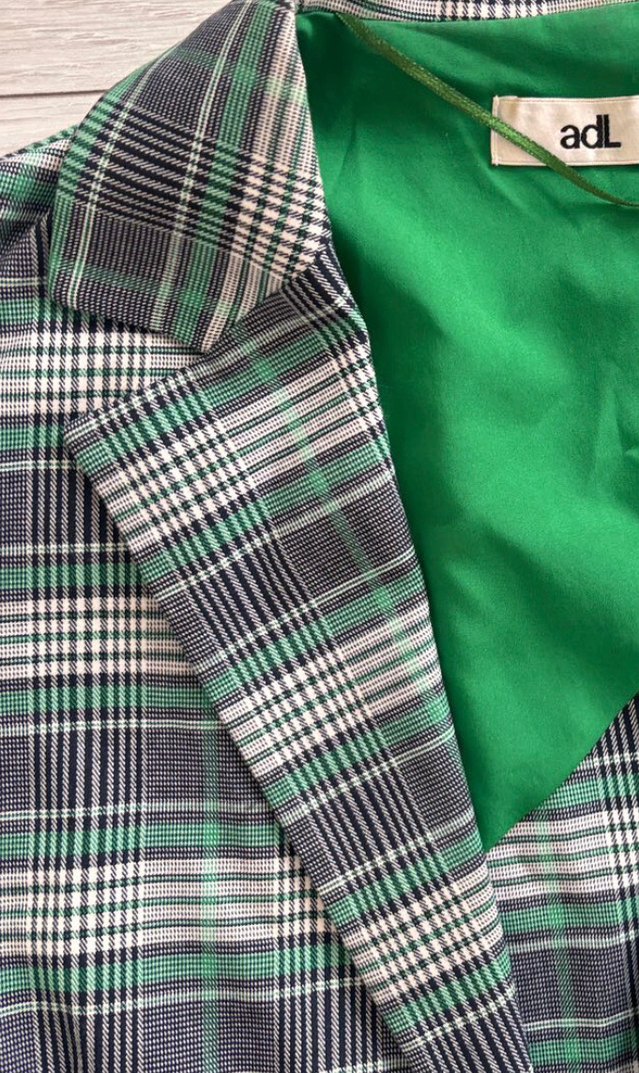 Adl Ekose Desenli Yeşil Kadın Ceket - Görsel 4