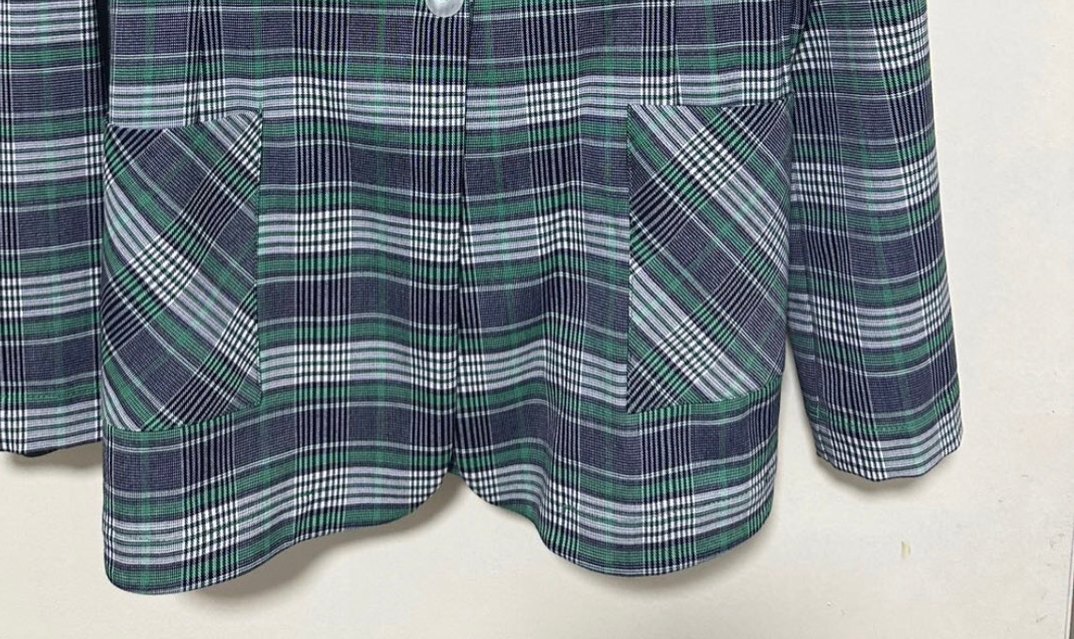 Adl Ekose Desenli Yeşil Kadın Ceket - Görsel 5