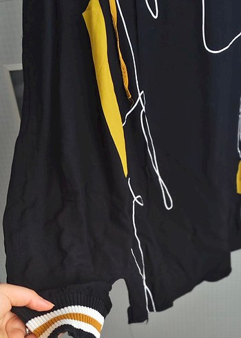 Siyah Baskılı Uzun Kollu Kadın Elbise ŞALVAR - Görsel 5