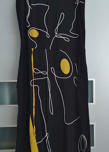 Siyah Baskılı Uzun Kollu Kadın Elbise ŞALVAR - Görsel 7