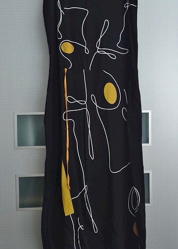 Siyah Baskılı Uzun Kollu Kadın Elbise ŞALVAR - Görsel 4